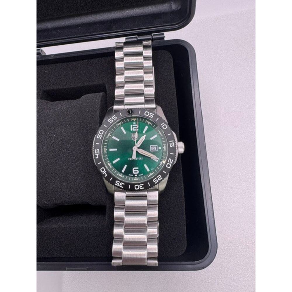 Rare Swiss Luminox XS.3137 Pacific Diver Green Dial Stainless Mens 44mm Watch - Picture 4 of 8